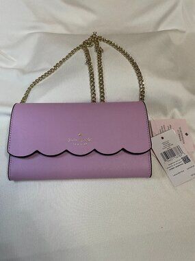 Kate Spade Gemma-Smooth Leather wallet on chain/crossbody/clutch in Lavender
